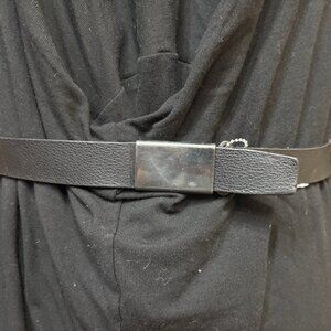 New Ralph Lauren Collection Black Napa Leather Art Deco Belt SILVER Buckles S